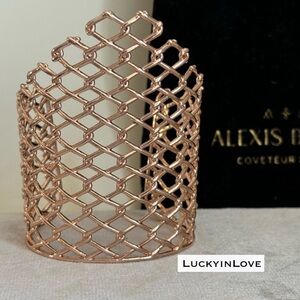 ALEXIS BITTAR • RARE Barbed Chain Link Fence Cuff ROSE GOLD Bracelet
